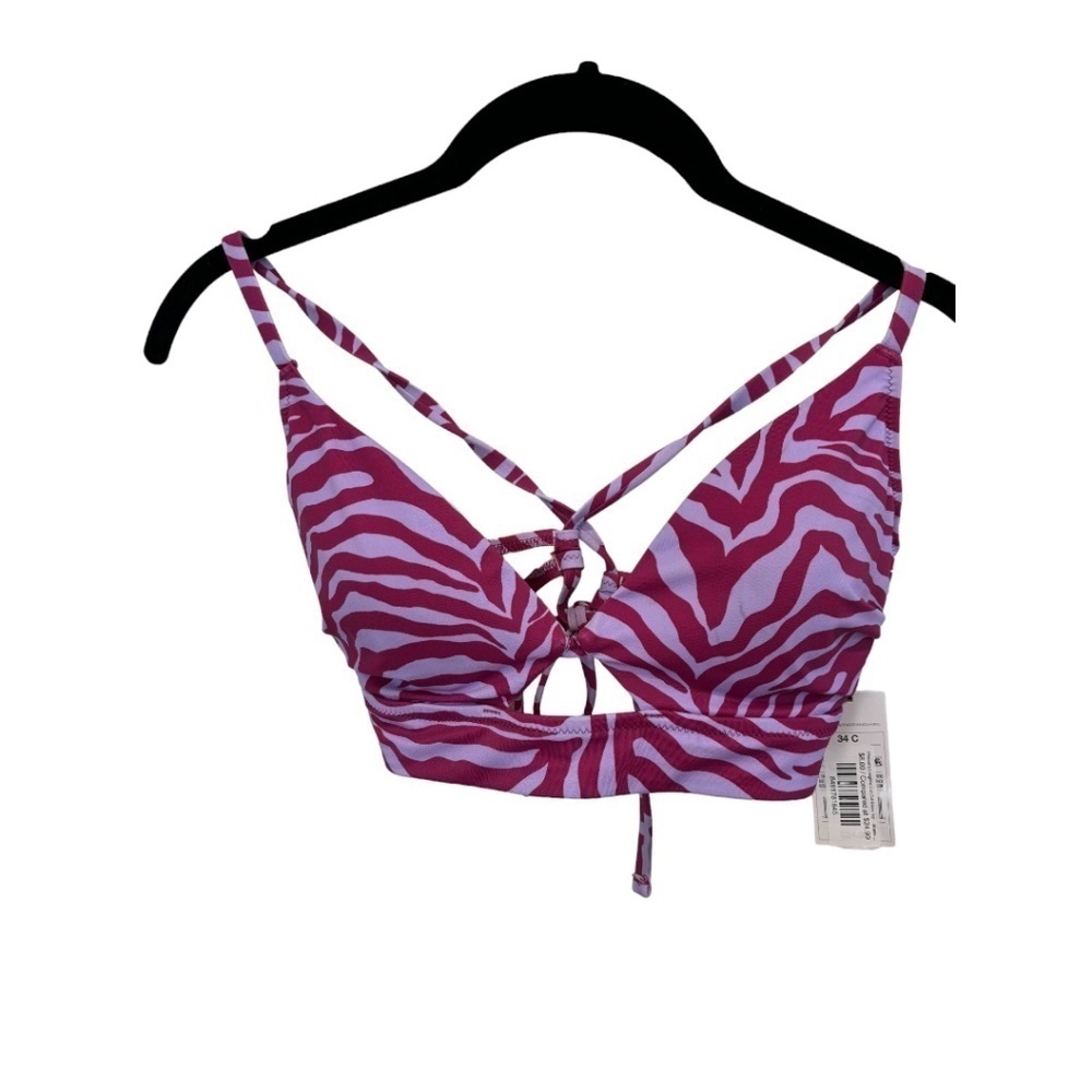 Shade and Shore Animal Print Bikini Top 34C Underwire Removable Pads NWT